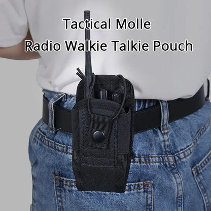 600D Tactical Walkie Talkie Pouch Black Oxford Molle Radio Pouch Portable Outdoor Hunting Sports Phone Holder Interphone Holster