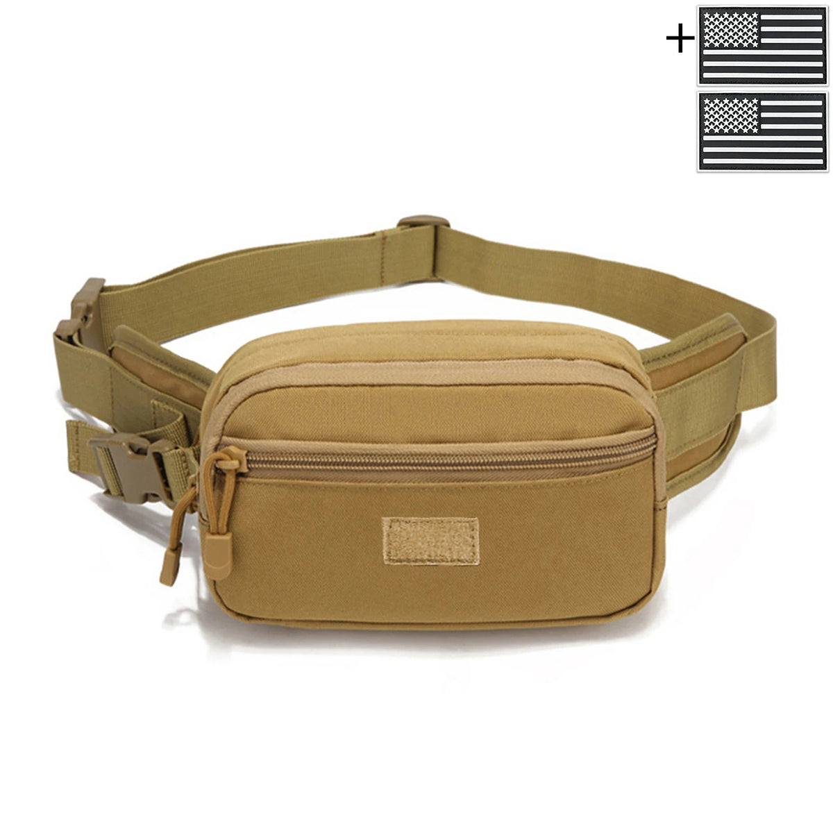 Outdoor concealed equipment bag with adjustable waist belt length, made of thick and durable hunting waist bag fabric