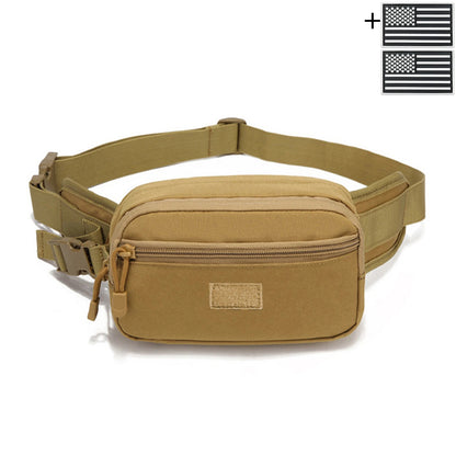Outdoor concealed equipment bag with adjustable waist belt length, made of thick and durable hunting waist bag fabric
