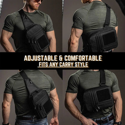 Tactical Chest Bag Sling Shoulder Bag Concealed Carry Gun Bag Crossbody Qiuck Access Pistol Bag EDC Fanny Pack for Hunting Camp