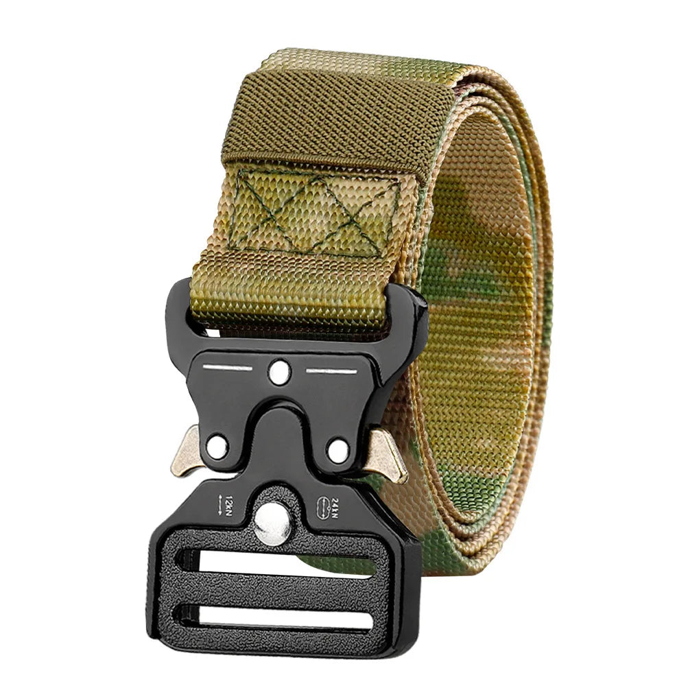 Men's Tactical Belt  Quick Release Belts Outdoor Nylon Military Camouflage Oxford Cloth Wide Waist Belt Hiking EDC Accessories