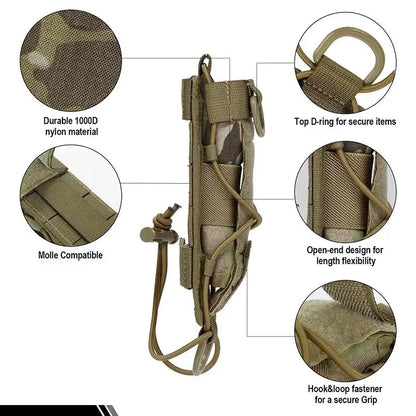 ONETIGRIS Flashlight Holster Molle Flashlight Holder for Belt Tactical Pouch Torch Linear Hand Tool Horizontal Carrying