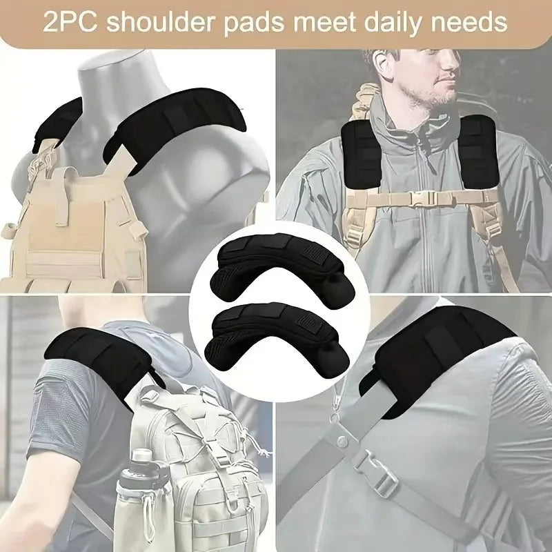 Tactical Backpack Vest Shoulder Pad 2PC Comfort Cushion with Nylon Mesh for FCPC JPC Carrier MOLLE Hiking Hunting Strap Pad