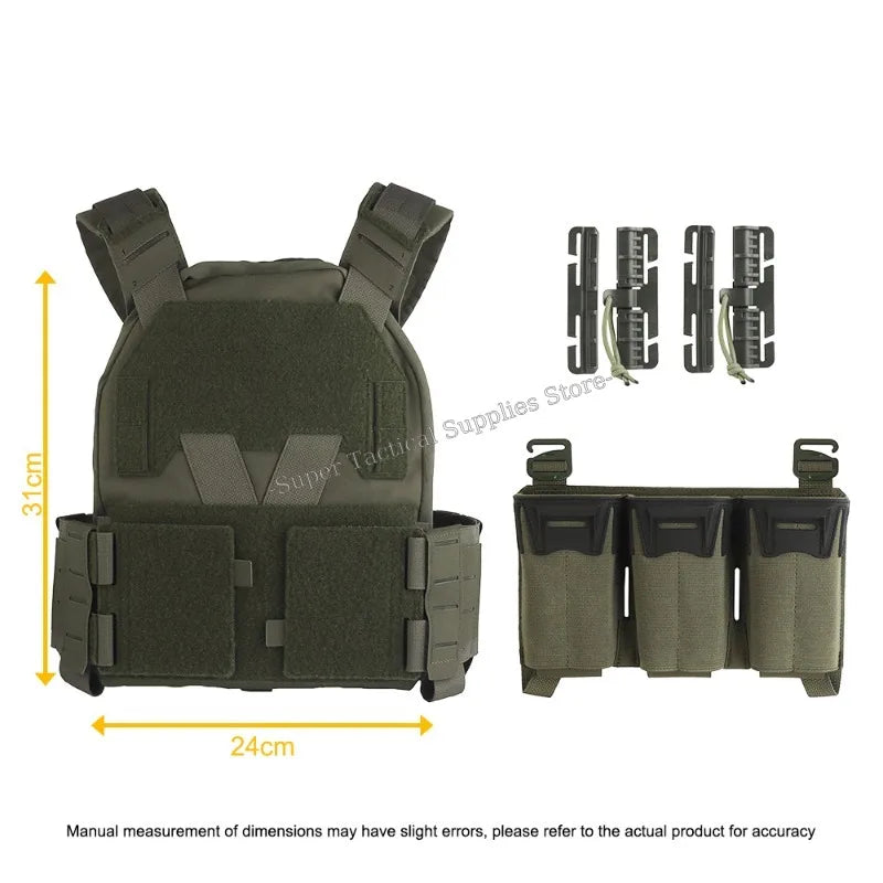 Sub-Zero Plate Carrier Portable Gear Molle Airsoft Quick Release Low-Visibility KZ Tactical Vest with 556 Triple Magazine Pouch
