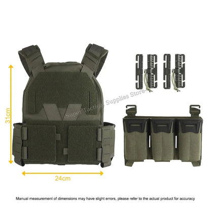 Sub-Zero Plate Carrier Portable Gear Molle Airsoft Quick Release Low-Visibility KZ Tactical Vest with 556 Triple Magazine Pouch