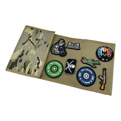 Tactical Patch Display Portable Foldable Portable Patch Board Panel Holder Hook and Loop Storage Booklet Organizer