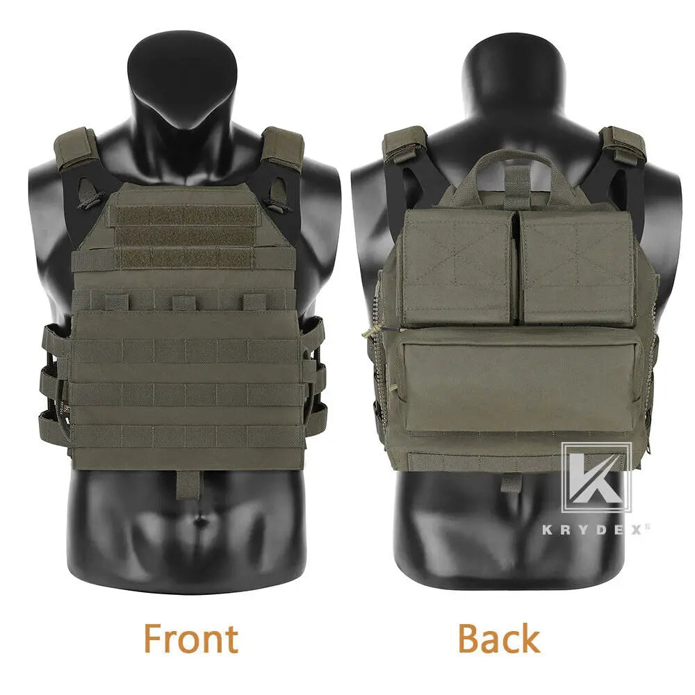 KRYDEX 500D Tactical Vest with Zip-on Backpack Bag MOLLE JPC 2 Plate Carrier for Men Hunting Combat Airsoft Paintball