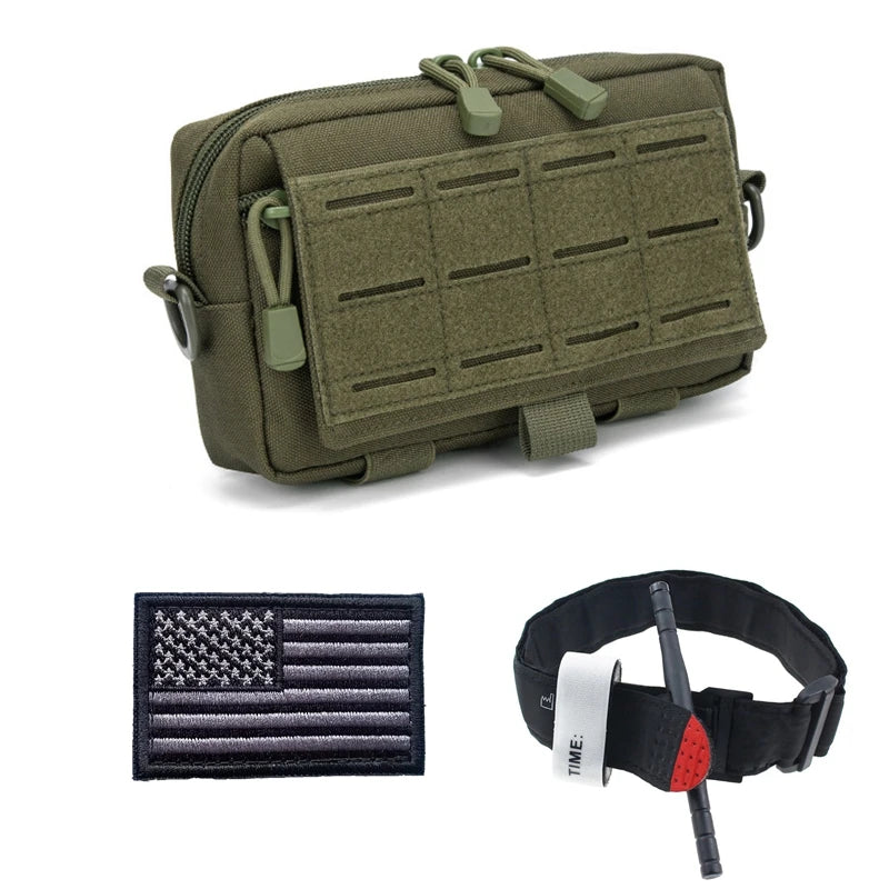 3pcs/set Tactical Molle Admin Pouch Outdoor Sports EDC Bag Utility Laser Cut Emergency Tool Pouch First Kit Storage Bag