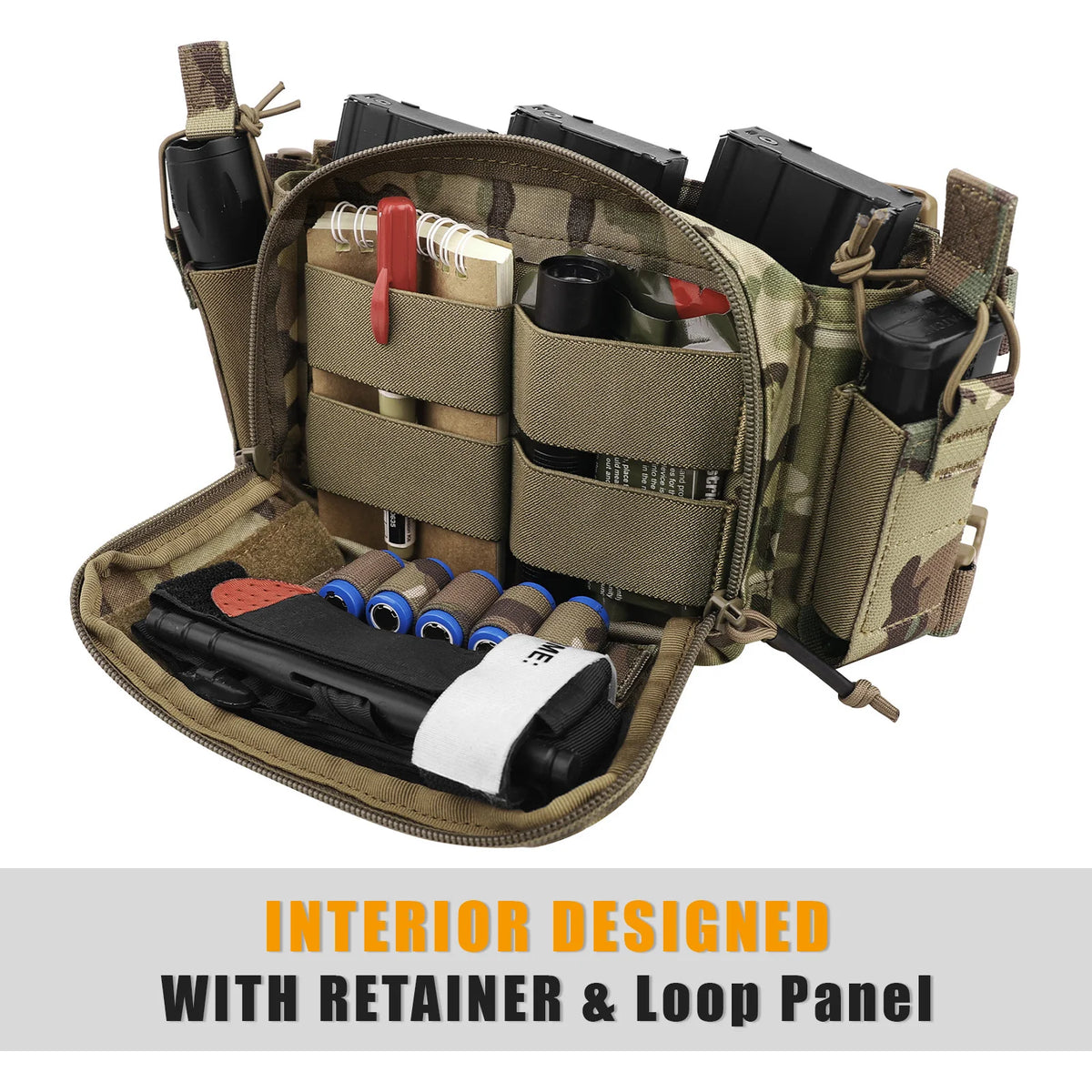 KRYDEX Expandable Flatpack D3 Backpack with Tactical D3CR Chest Rig Rifle AK M4 Magazine Pouch Hiking Hunting Bag Vest