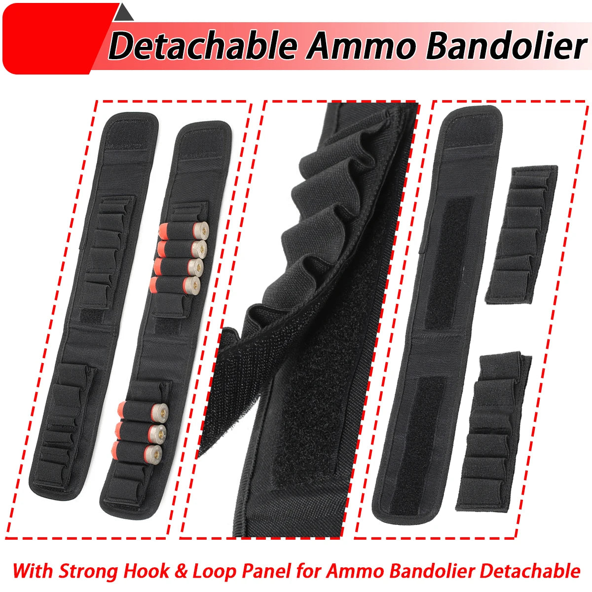 16 Rounds 12GA Shotgun Shell Holder Tactical Molle Waist Bandolier Shotshell Ammo Pouch for 12/16/20 Gauge