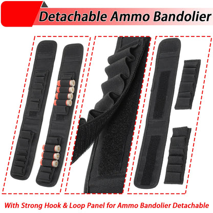 16 Rounds 12GA Shotgun Shell Holder Tactical Molle Waist Bandolier Shotshell Ammo Pouch for 12/16/20 Gauge