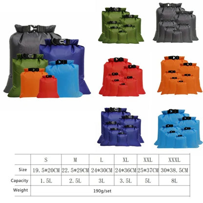 5PCS 1.5/2.5/3/3.5/5/8L Waterproof Dry  Bag Pack Sack Swimming Rafting Kayaking River Trekking Floating Sailing Canoing Boating