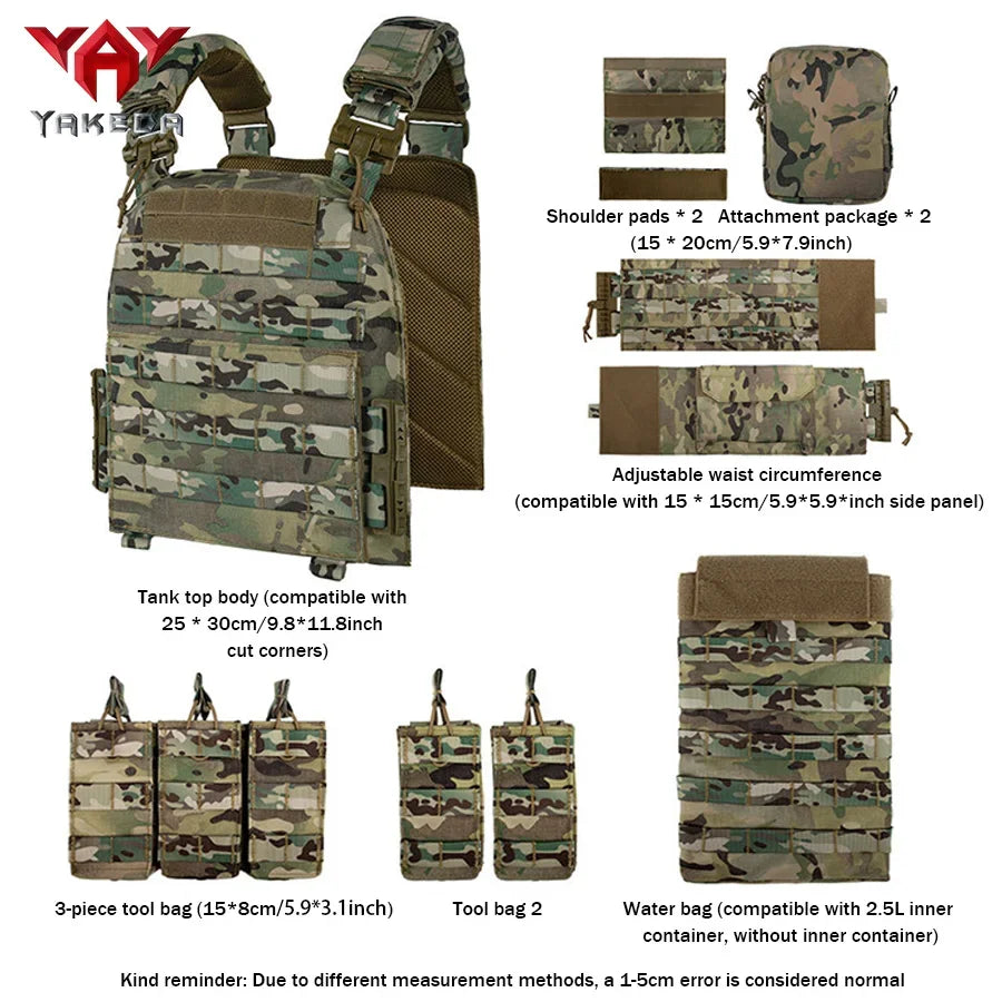 YAKEDA Tactical Plate Carrier Quick Release Quick Disassembly Training Vest, detachable and expandable, comfortable, breathable