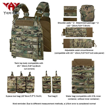 YAKEDA Tactical Plate Carrier Quick Release Quick Disassembly Training Vest, detachable and expandable, comfortable, breathable