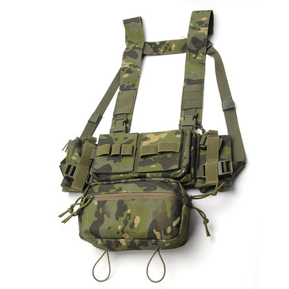 Men's Multicam Hunting MK3 Tactical Chest Rig Harness Modular Lightweight Military Airsoft Vest w/ 5.56 Mag Pouch Pantiball Gear