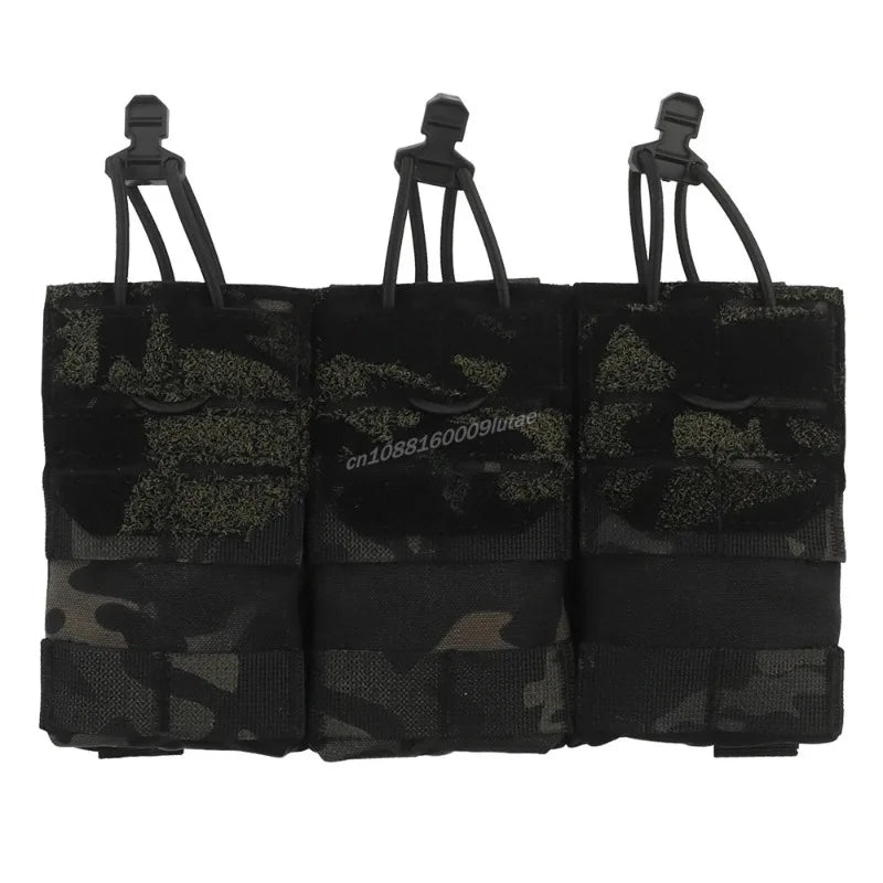AG 3 MOLLE 5.56 M4 Triple Magazine Pouch Tactical Vest Bungee Retention Plate Carrier Front Placard MAG Holder Bag Airsoft