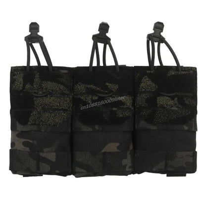 AG 3 MOLLE 5.56 M4 Triple Magazine Pouch Tactical Vest Bungee Retention Plate Carrier Front Placard MAG Holder Bag Airsoft