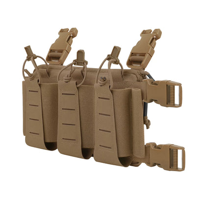 KRYDEX Tactical Triple Magazine Pouch GP Pouch Aifsoft Hunting Chest Rig Accessories Front Elastic Placard For 5.56 Mag Holders