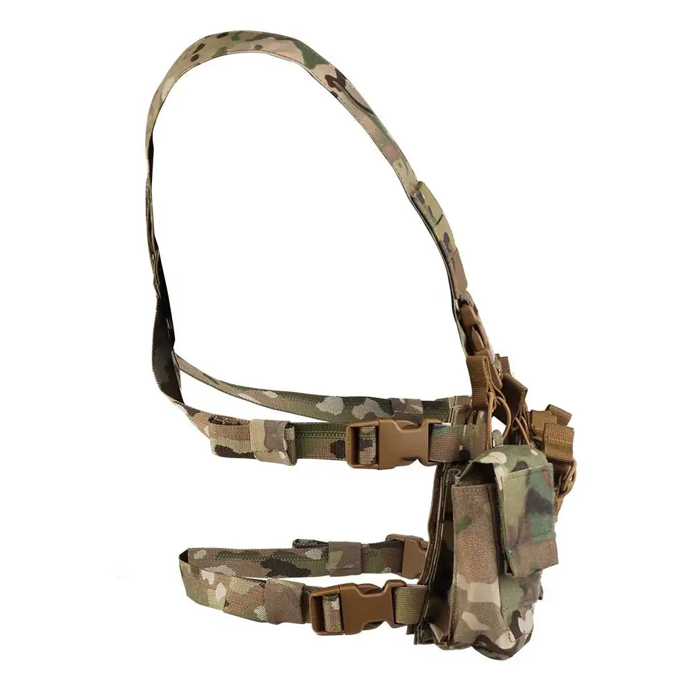 D3CRX Tactical Vest Chest Rig Multi-function Modular Airsoft Wargame Patrol Hunting Gear with 9mm 5.56 Quadruple Magazine Pouch