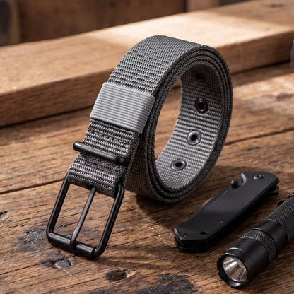 Men's Belt Porous Canvas Pin Buckle Leather Belt Outdoor Sports Belt Women's Trendy Eyelet Belt With Jeans Belt For Men Women