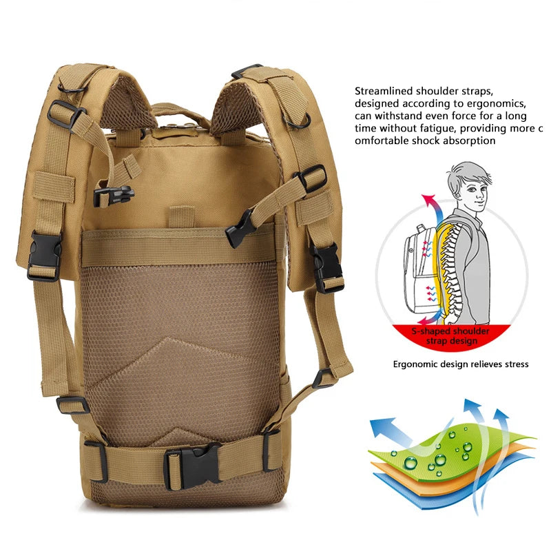 9000D Nylon Tactical Backpack Waterproof Outdoor Camping Hunting Mountaineering Hiking Sports Bag for Active Adventures