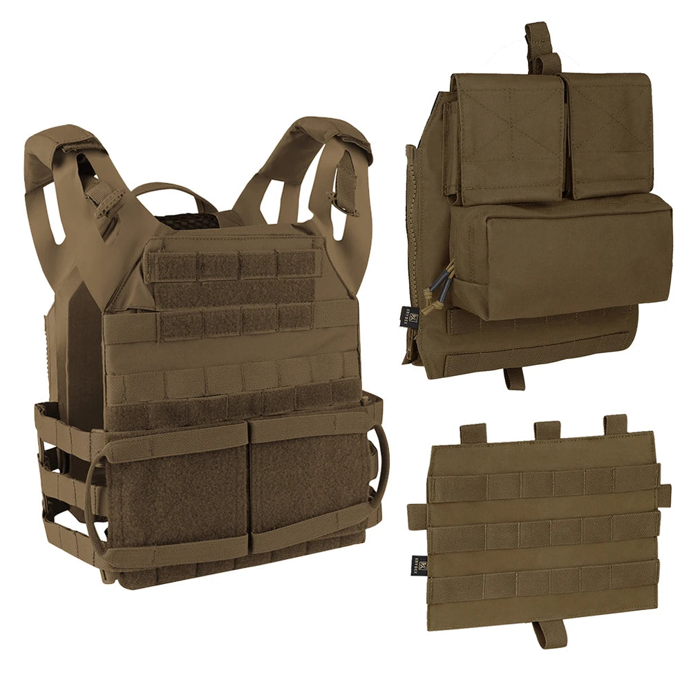 KRYDEX 500D Tactical Vest with Zip-on Backpack Bag MOLLE JPC 2 Plate Carrier for Men Hunting Combat Airsoft Paintball