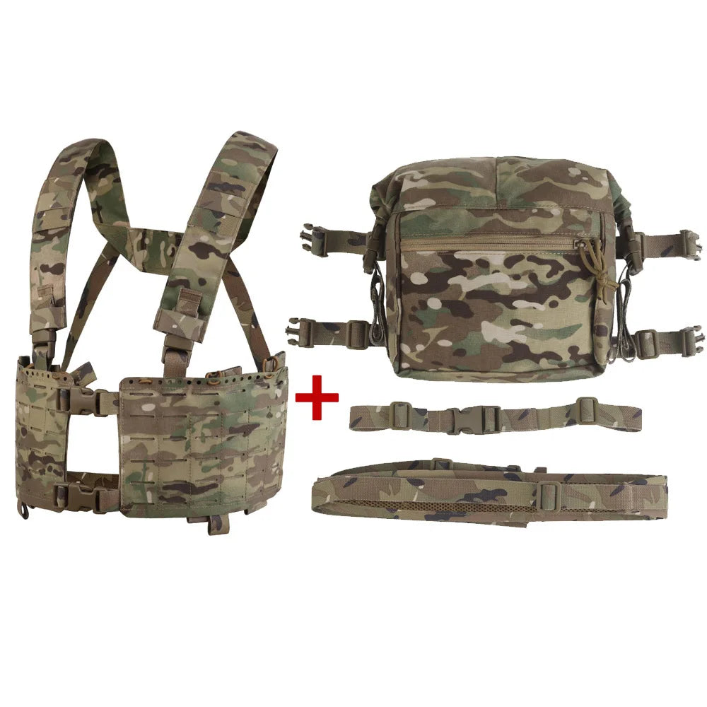 Tactical Alpha Chest Rig with Expansion Pack SS Style Load Bearing Vest (LBV) Alpha Expander Kit Pouch 34A Split MOLLE Equipment