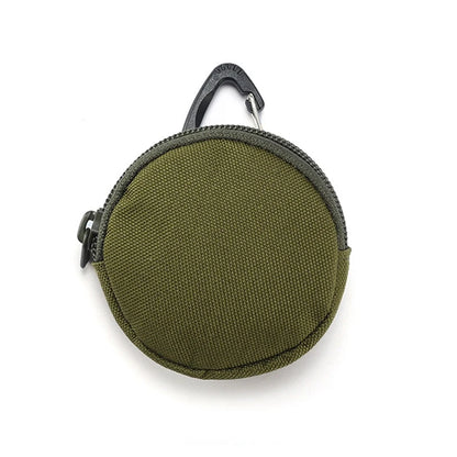 Mini Tactical EDC Coin Purse Round Zipper Key Holder Nylon Storage Pouch with Carabiner Clip for Daily Use Outdoor Accessories