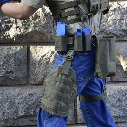 QX Tactical 2+1 Magazine Pouch 5.56 9mm Combo Mag Carrier Laser Cut MOLLE Pouch Elastic Kydex Style Holder Airsoft Gear