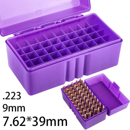 Hunting Bullets Box 7.62x39/.223/9mm 50 Rounds Ammunition Case for Cartridges Storage Ammo Holder Outdoor Shooting Accessories
