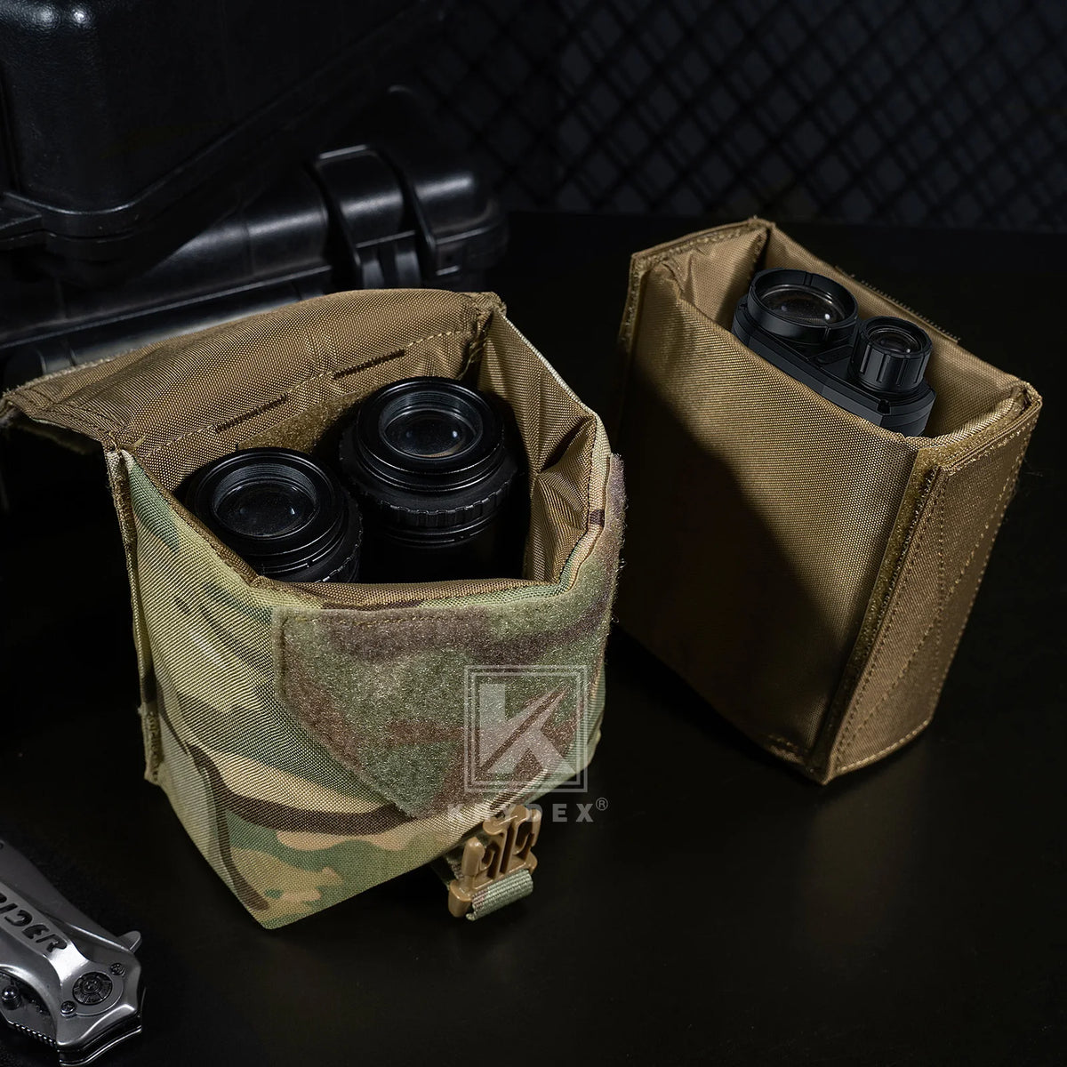 KRYDEX Tactical Night Vision Pouch MOLLE NVG Bag with Padded Goggle Carrying Case For NVG14 NVG15
