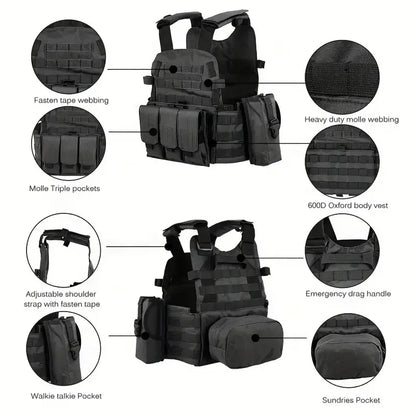 6094 Military Tactical Vest Molle Vest Body Armor Combat Army CS Gear Hunting Plate Carrier Airsoft Accessories Wargame Pouch
