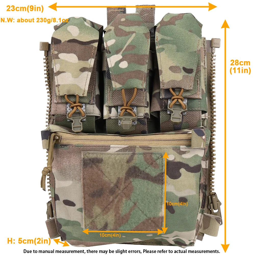 Assault Adapt Banger Back Panel Zip On Rear Pack Tactical Vest  V5 Plate Carrier Accessories Bag GP Pouch Multitools Pocket