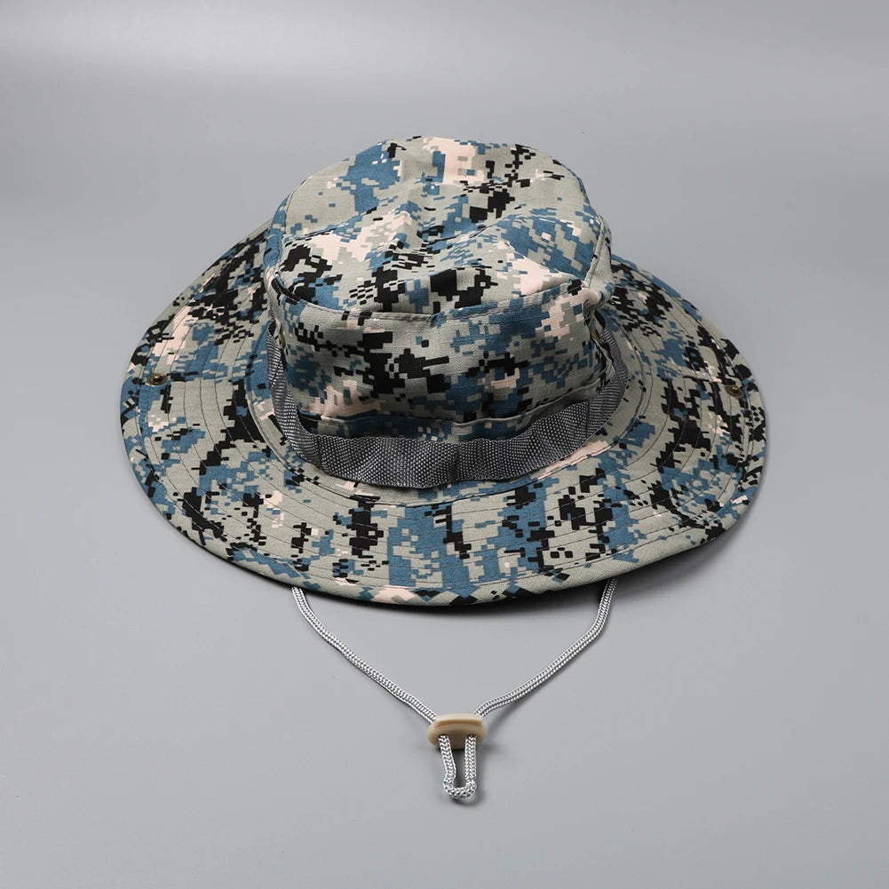 Camouflage Boonie Hat Tactical Bucket Hats Panama Summer Cap Hunting Hiking Outdoor Camo Sun Caps Men