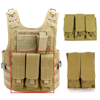 Utility Tactical MOLLE Magazine Pouches Triple&Double Shooting Mag Pouch Wargame Paintball 5.56/7.62 Mag Bag for M4 AR15 Ak47