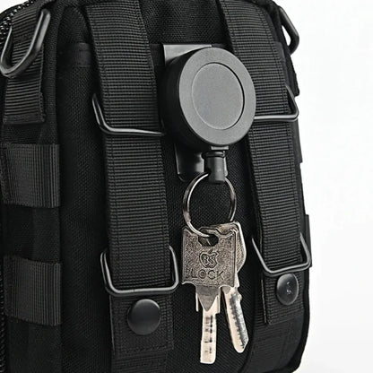 1PC Outdoor Climbing-Style ID Lanyard with Snap Hook, 360° Rotating Design, Black Steel Cable Retractable Lanyard