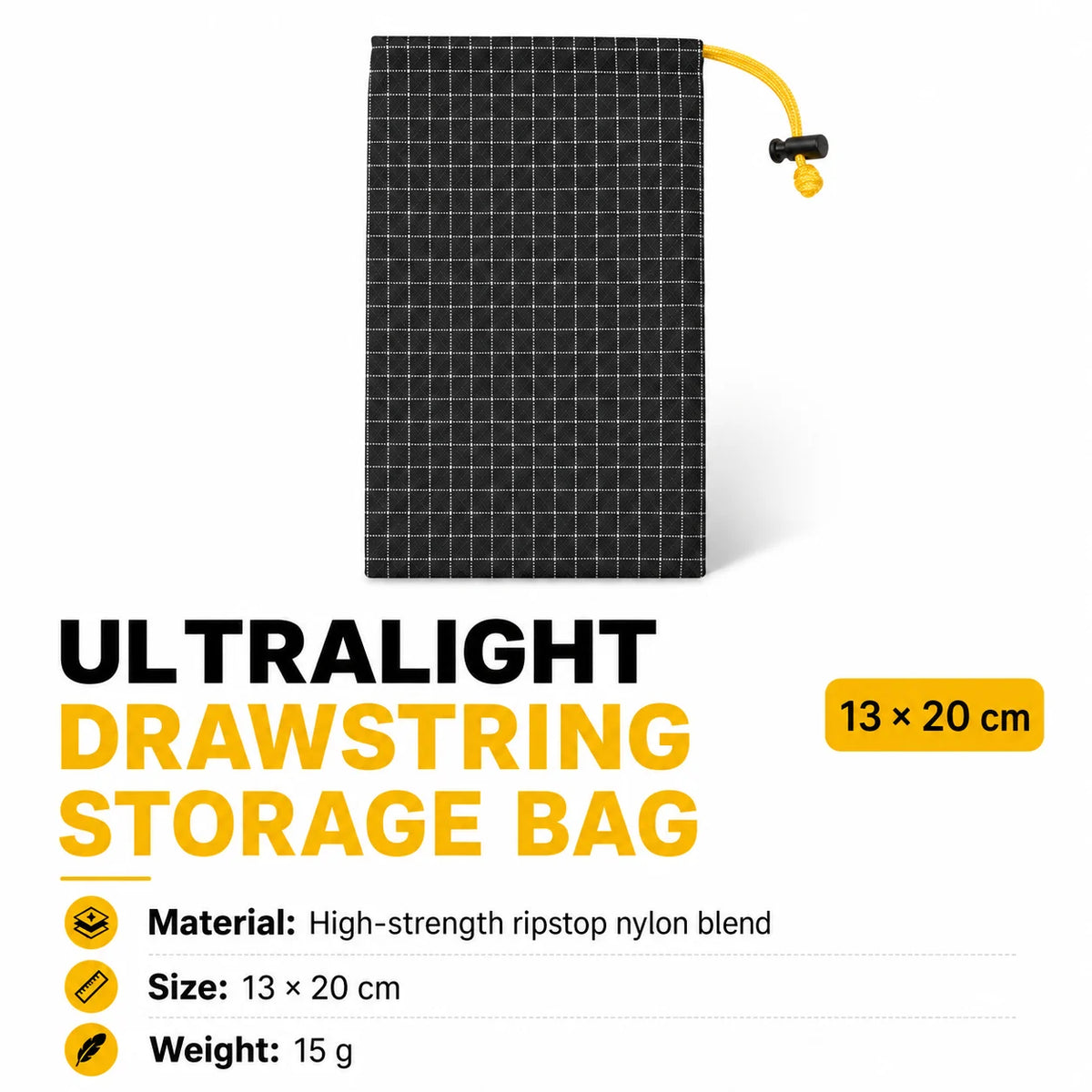 Ultralight Dyneema Ripstop Drawstring Bag Portable Outdoor Storage Pouch Camping Hiking Fishing Gear Organizer Accessories Bag