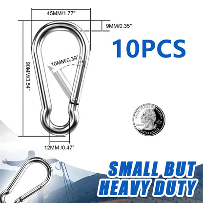 10PCS Heavy Duty Carabiner Clips 200LBS Galvanized Iron Spring Snap Hooks Metal Clips for Rope Chain Keys Rings Ideal for Campin