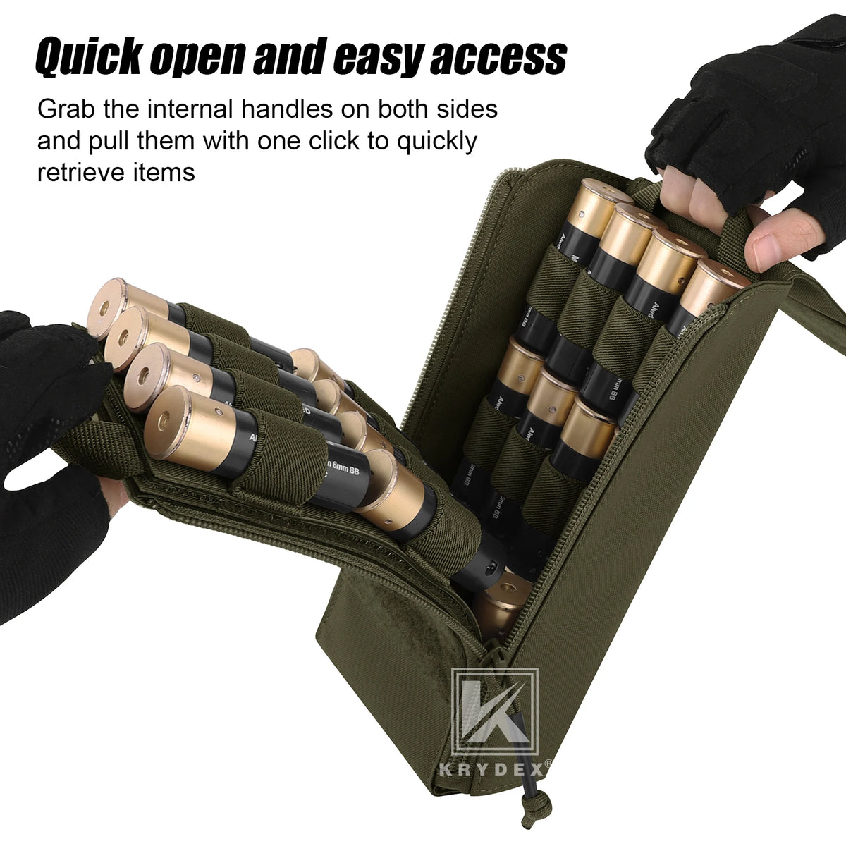 KRYDEX Tactical Shotgun Shell Holder Pouch 24 Rounds Cartridge Bag 8 Guage 12 Guage Molle Ammo Pouch Hunting Accessories