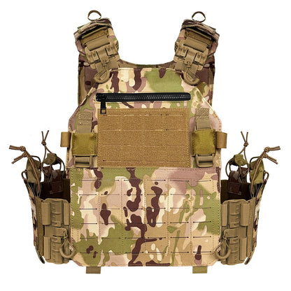 Outdoor multifunctional laser MOLLE hunting vest, breathable and detachable, with multiple equipment bags for reassembly