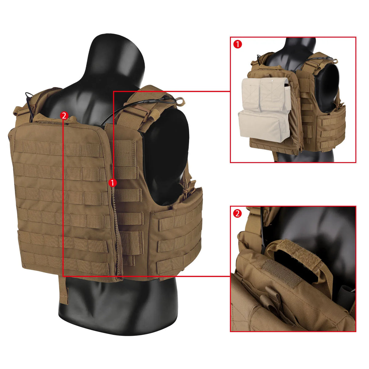 KRYDEX Tactical MOLLE CPC Plate Carrier Vest With Radio Side Pouch Mag Pouch Heavy Duty Body Armor Combat Airsoft Men Vest
