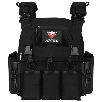 ARTEX Men's Lightweight Tactical Vest Plate Carrier Outdoor Multi-Functional Nylon Laser Cut Quick-Release Molle Airsoft Vest