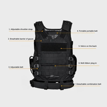Multi-Pocket Swat Tactical Vest Jungle Combat Body Armor Vests Security Hunting Outdoor CS Game Airsoft Training Jacket