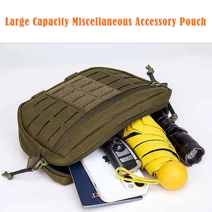 Tactical Molle Admin Pouch Sports Hunting Dump Pouch Nylon Front Pouch of Plate Carrier Chest Rig with Molle Carrying Kit Bag