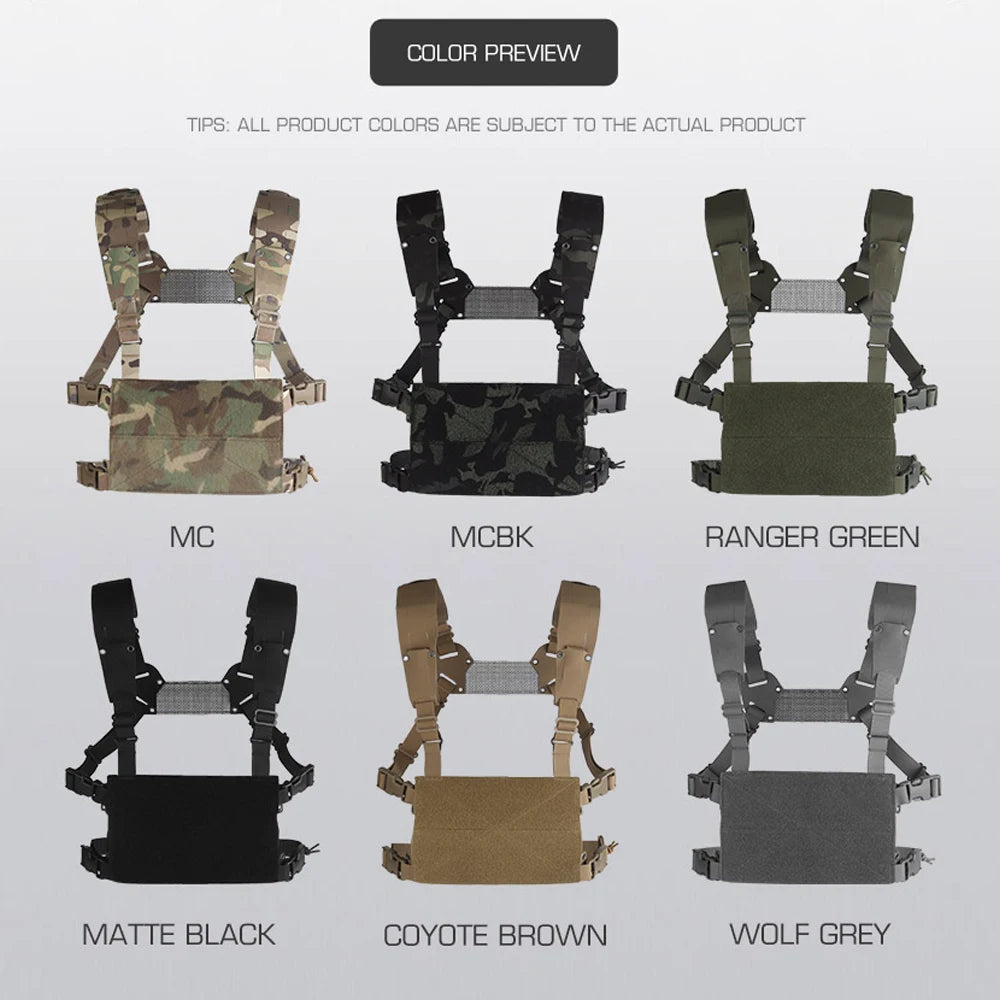 MOLLE Chest Rig Mini V2 H-type Ferro Style Lightweight Chesty Rig Tactical Vest Assault Training Plate Carrier Front Flaps Adapt