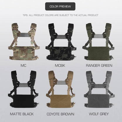 MOLLE Chest Rig Mini V2 H-type Ferro Style Lightweight Chesty Rig Tactical Vest Assault Training Plate Carrier Front Flaps Adapt