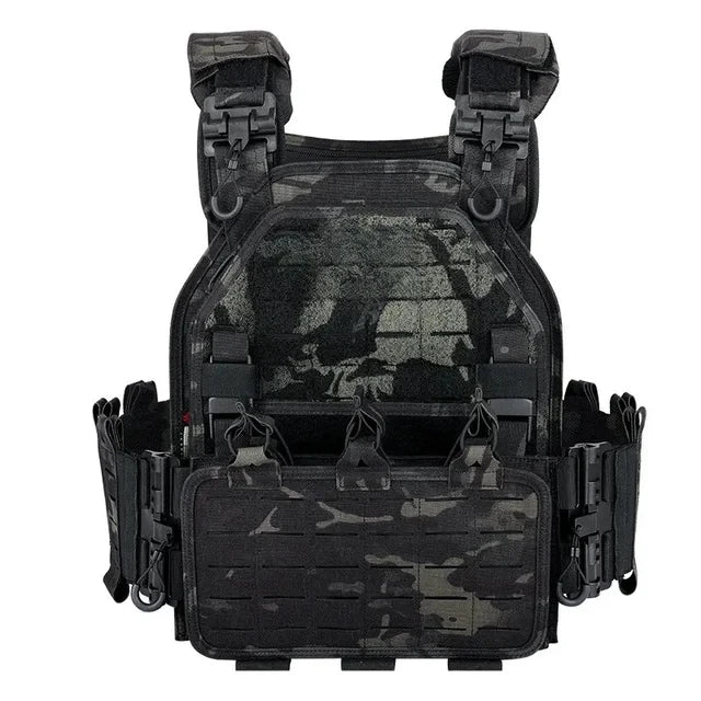 Tactical Vest 6094 Fast detachable light laser cut outdoor hunting black gear carry vest of high quality