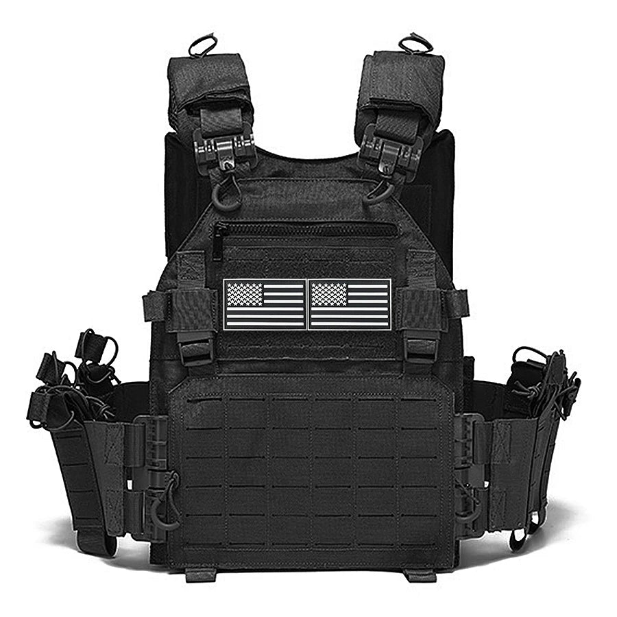 BH Black Multifunctional Hunting Vest with National Flag Sticker, Suitable for Outdoor Sports