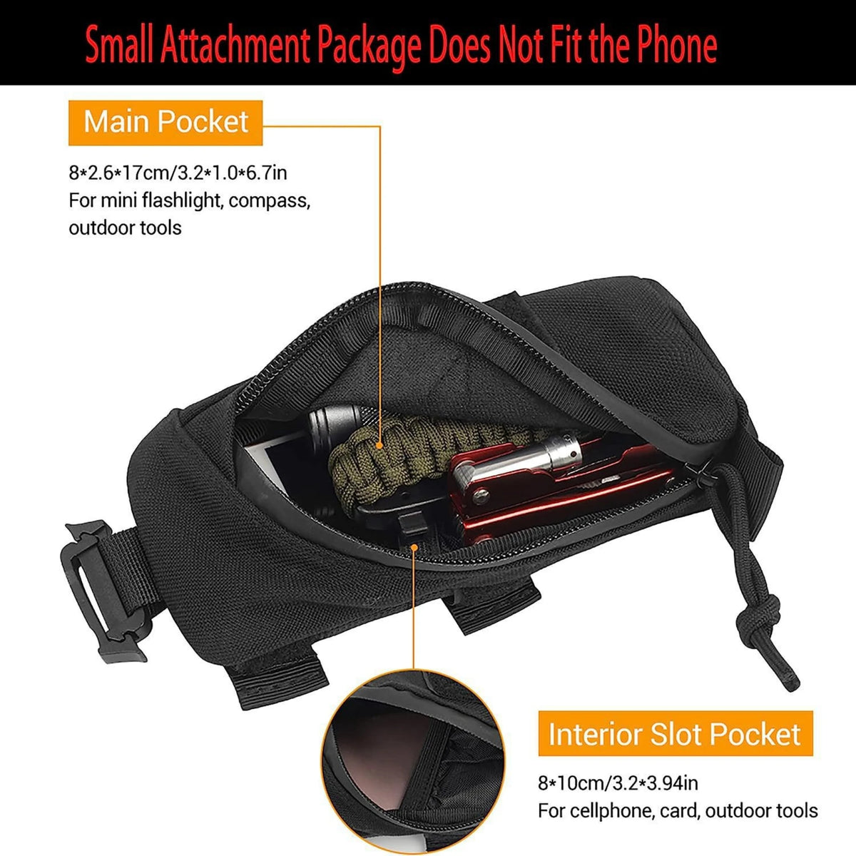 Tactical Molle Bag Backpack Shoulder Strap Accessory Pouch, Multifunctional EDC Tool Pockets Small Compact Pouchs