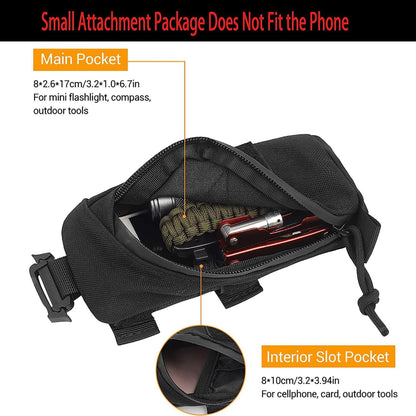 Tactical Molle Bag Backpack Shoulder Strap Accessory Pouch, Multifunctional EDC Tool Pockets Small Compact Pouchs